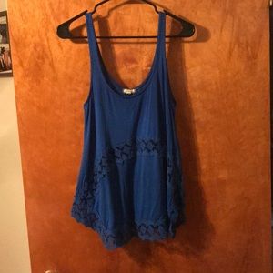 Blue tank top with lace